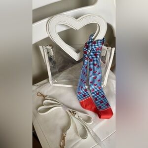Valentines Day Heart Clear Handbag with Silk Scarf